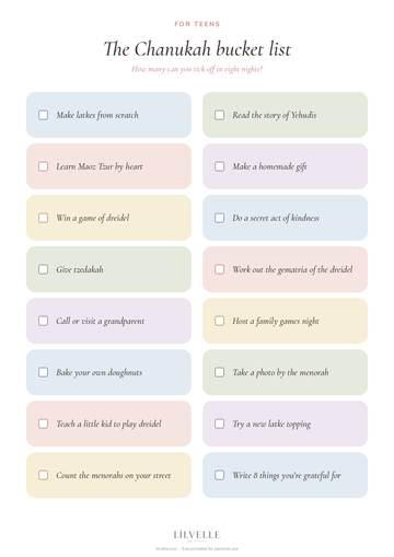 Preview of The Chanukah bucket list